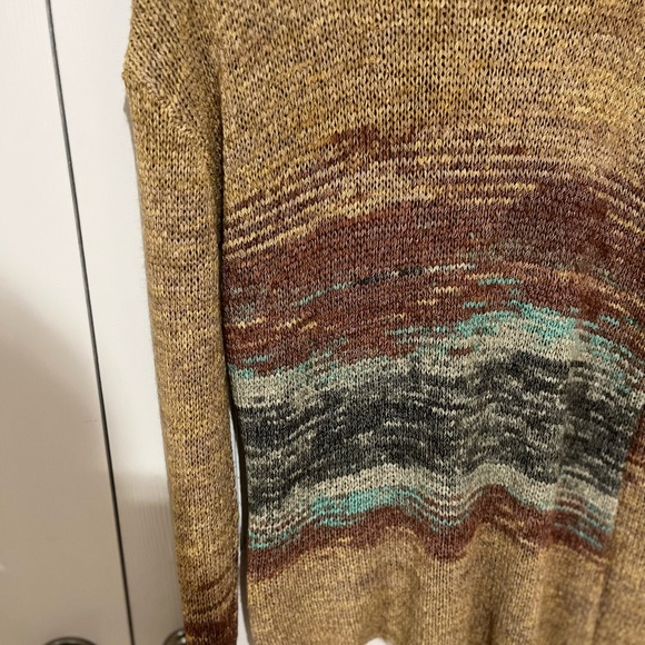 Prana Vignette Asymmetrical V neck Knit Multicolour Sweater Sz L - Picture 9 of 14